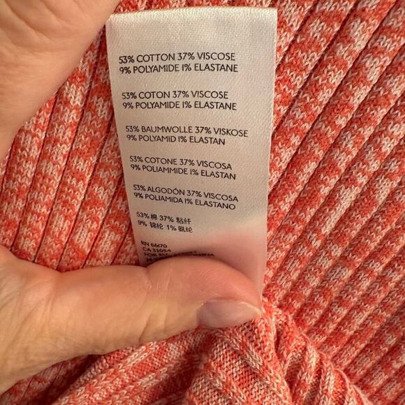 Daily Practice Anthropologie Size XL Coral Orange Ribbed Mock Neck Midi Dress - Picture 6 of 7